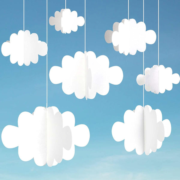 10 PCS 3D Cloud Decorations White Hanging Clouds