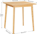 Bamboo Dining Table, Square Dining Table for 2, 27.6" Kitchen Table