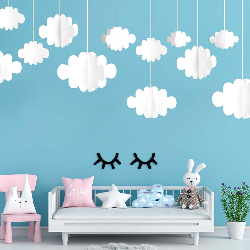 10 PCS 3D Cloud Decorations White Hanging Clouds