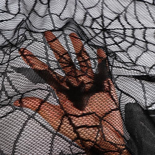 Halloween Decorations Indoor Fireplace Mantel Scarf, Black Lace Spiderweb