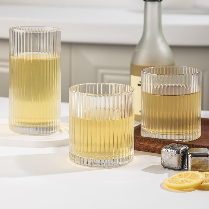 Drinking Glasses 8pcs, 12oz and 10oz Glassware, Tumbler Glasses Cup Set