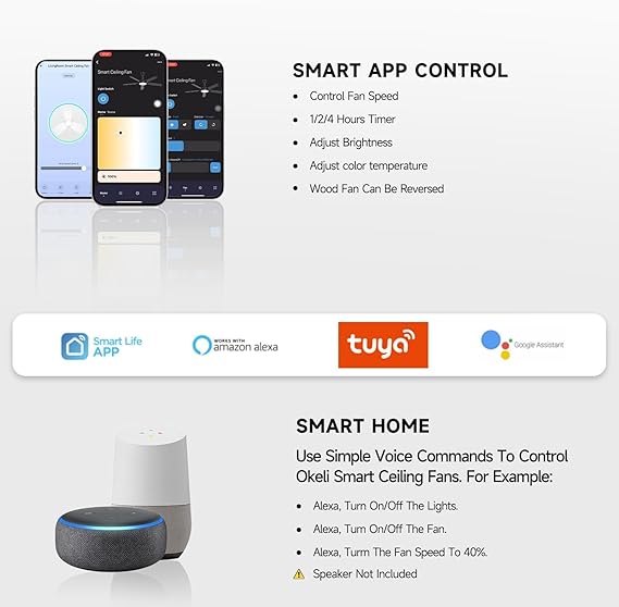 Smart Ceiling Fan with Light App Control