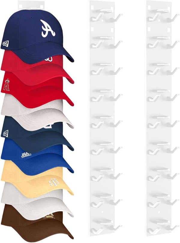 Hat Organizer for Baseball Caps (2-Pack), Strong Adhesive Hat Rack for Wall