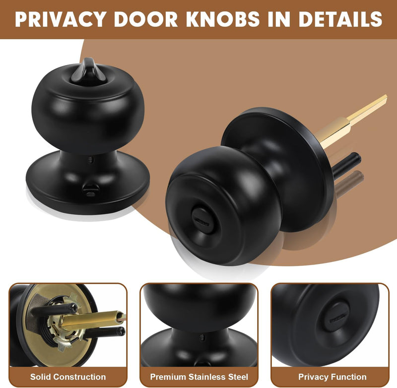 Matte Black Door Knobs with Lock