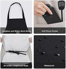 2 Pack Kitchen Apron with Hand Wipe,Water-drop Resistant with 2 Pockets