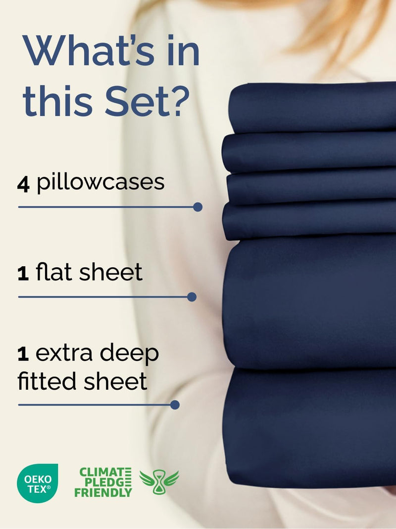 Extra Deep Queen Sheet Set - 6 Piece Breathable & Cooling Sheets
