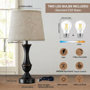 Upgraded Touch Table Lamps Set of 2, 22" Tall Bedside Lamps with USB C+A Ports