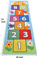 Kids Hopscotch Rug, Non-Slip Play Mat for Ages