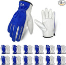 12 Pairs Bulk Leather Work Gloves for Men or Women for Construction