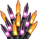 Halloween String Lights Orange & Purple 100 Count 25 Feet Incandescent Bulb