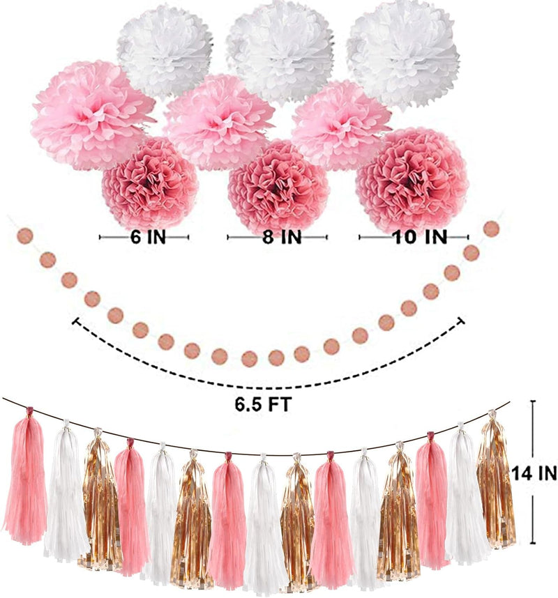 Pink Rose Gold Birthday Party Decorations Set,