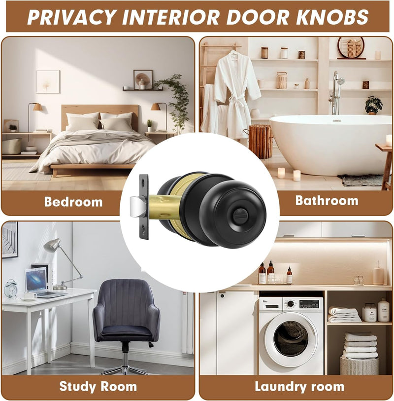 Matte Black Door Knobs with Lock