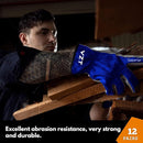 12 Pairs Bulk Leather Work Gloves for Men or Women for Construction