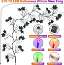 9 FT 72 LED Willow Vine Twig Decor with Purple & Green & Orange Lights