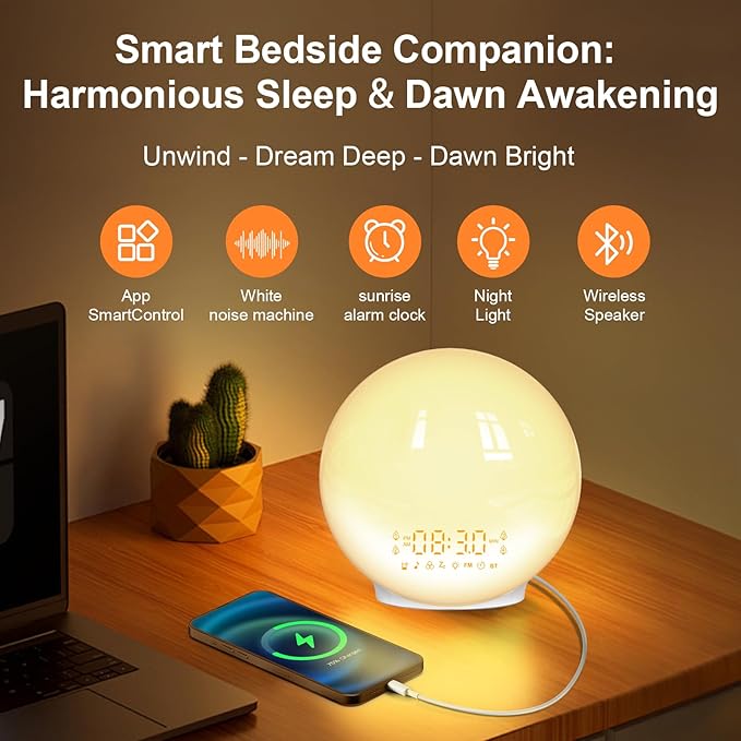 Smart Wake Up Light Sunrise Alarm Clock