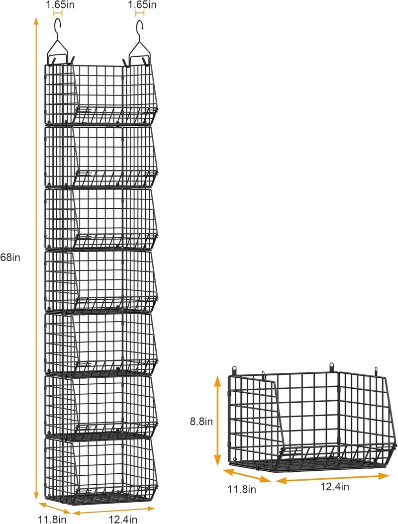 Closet Shelving with 5 S Hooks Hanging Basket for Clothes