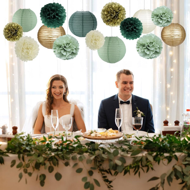 Sage Green Party Decorations, Sage Green Paper Lanterns