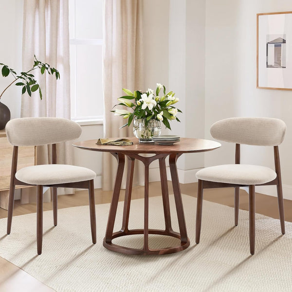 Wooden Dining Chairs Set of 2, Modern Fabric Upholstered Kitchen Chairs set