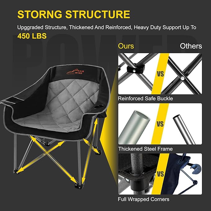 "FAIR WIND Heavy-Duty Padded Camping Chairs