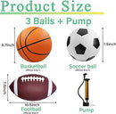 3-Pack Sports Balls with Pump – Basketball, Soccer, Football