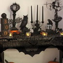 Halloween Decorations Indoor Fireplace Mantel Scarf, Black Lace Spiderweb