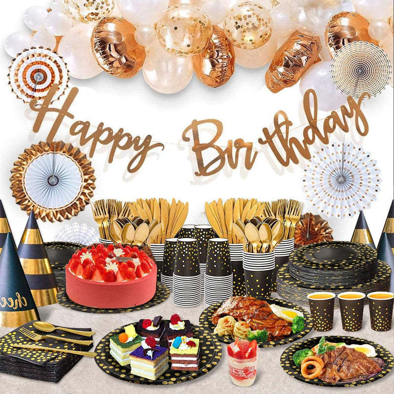 Black and Gold Paper Plates  for parties.