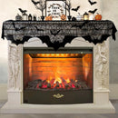 Halloween Decorations Indoor Fireplace Mantel Scarf, Black Lace Spiderweb