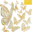 60 Pcs 3D Iridescent Gold Butterfly Decorations