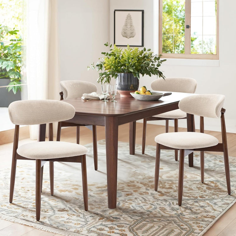 Wooden Dining Chairs Set of 2, Modern Fabric Upholstered Kitchen Chairs set