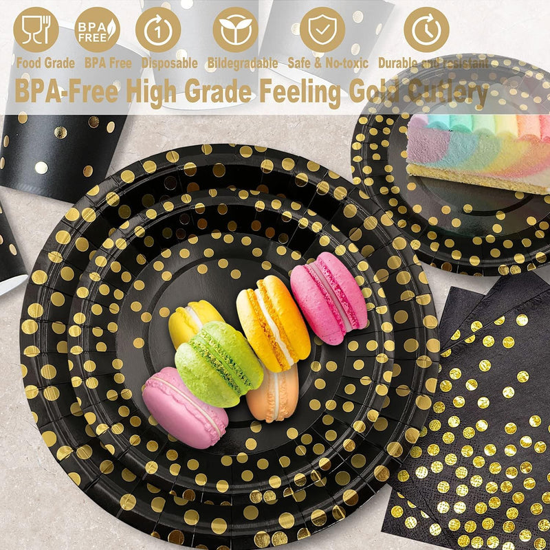 Black and Gold Paper Plates  for parties.