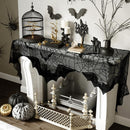 Halloween Decorations Indoor Fireplace Mantel Scarf, Black Lace Spiderweb