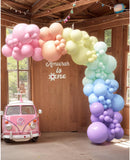 140PCS Pastel Rainbow Balloon Arch Garland Kit
