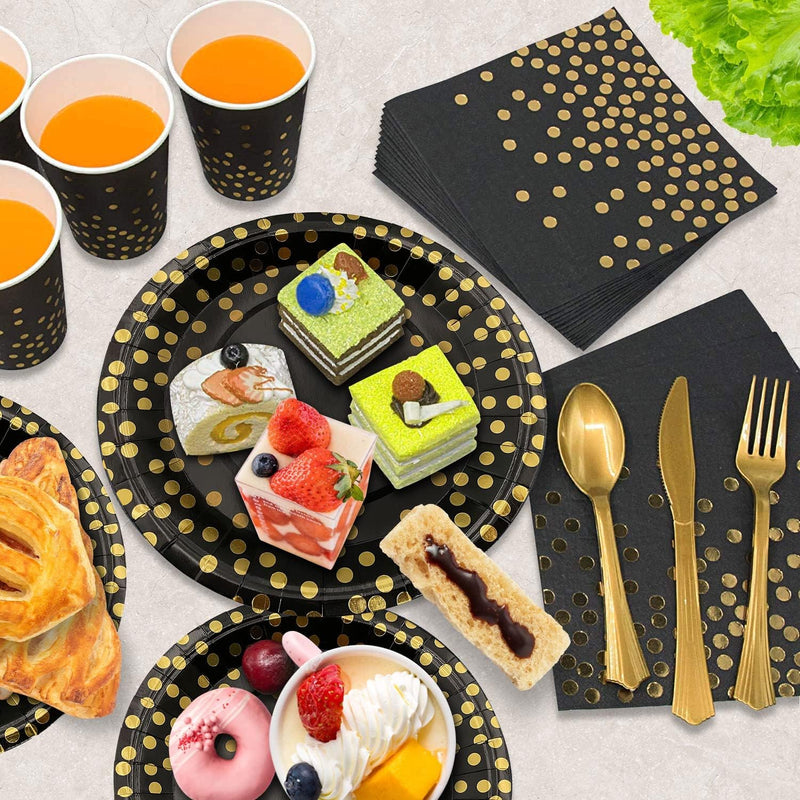 Black and Gold Paper Plates  for parties.