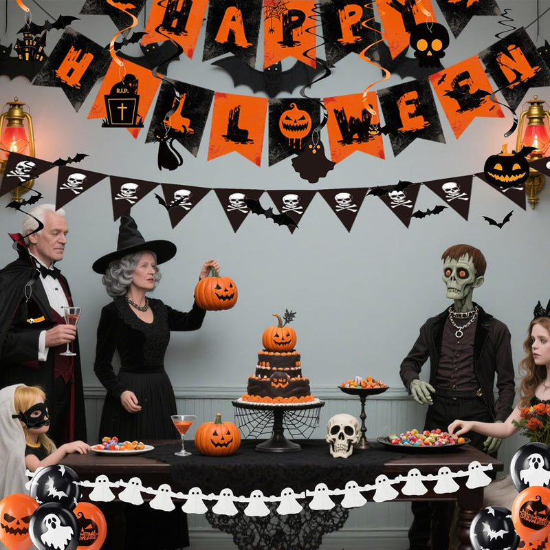 Halloween Party Decoration Set, Orange and Black Banner