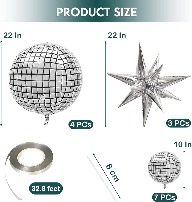 Disco Ball Balloons Pack of 14 for Disco Party