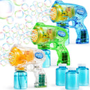 3 Packs Automatic Bubble Guns with 3 Solutions