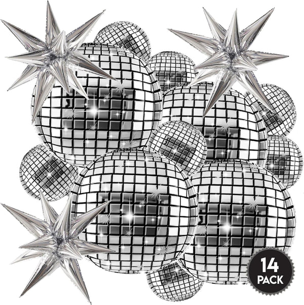 Disco Ball Balloons Pack of 14 for Disco Party