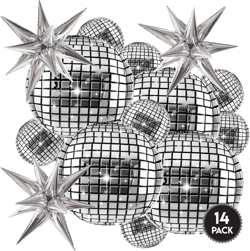 Disco Ball Balloons Pack of 14 for Disco Party
