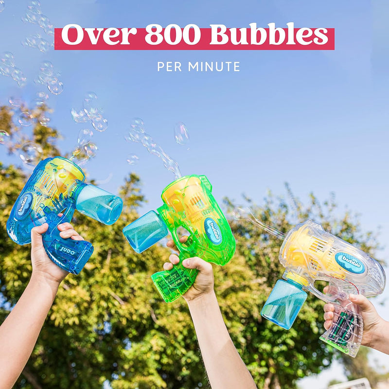 3 Packs Automatic Bubble Guns with 3 Solutions