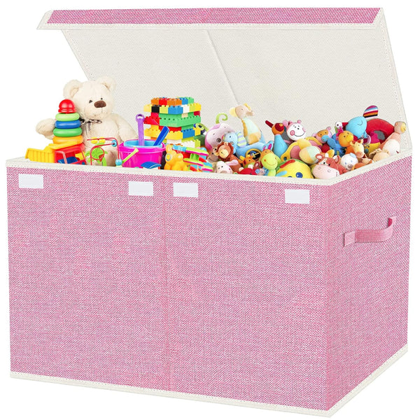 Large Collapsible Toy Storage Box with Lid & Handles for kids