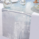 Glitter Disco Party Table Runner Mirror Silver Runner