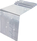 Glitter Disco Party Table Runner Mirror Silver Runner