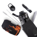 Fire Black - Half Gallon Water Bottle with Storage Sleeve and Removable Straw