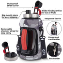 Army Wide Mouth - Half Gallon Water Bottle with Storage Sleeve and removable straw