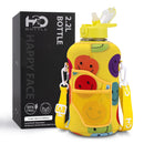 Happy Face - Half Gallon Water Bottle with Storage Sleeves and Removeable Straw