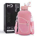 Rose Quartz- Half Gallon Water Bottle with Storage Sleeve and removable straw